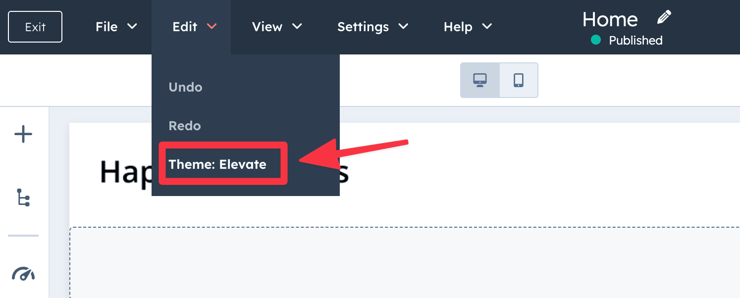 Edit the Theme settings