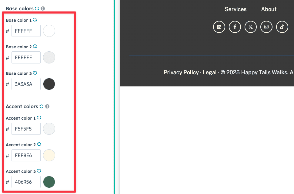 The color setting used for this tutorial
