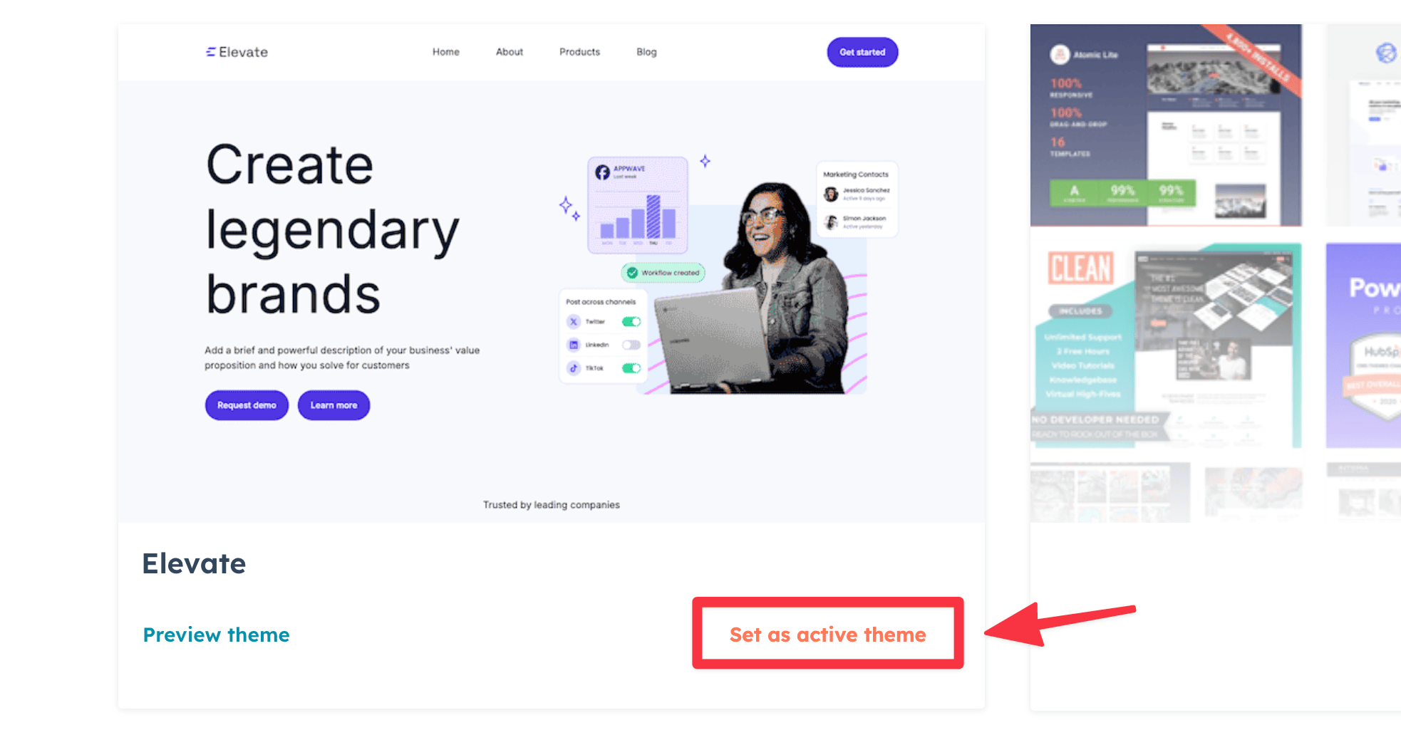 Set Elavate as your theme for the site
