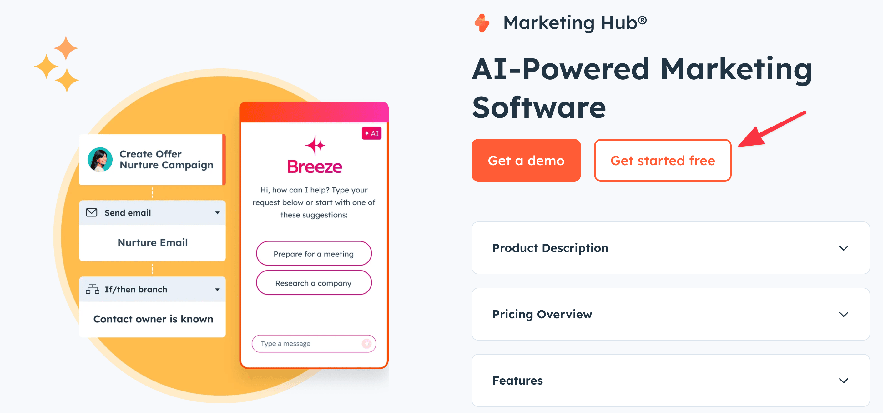 Hubspot Marketing Hub landing page