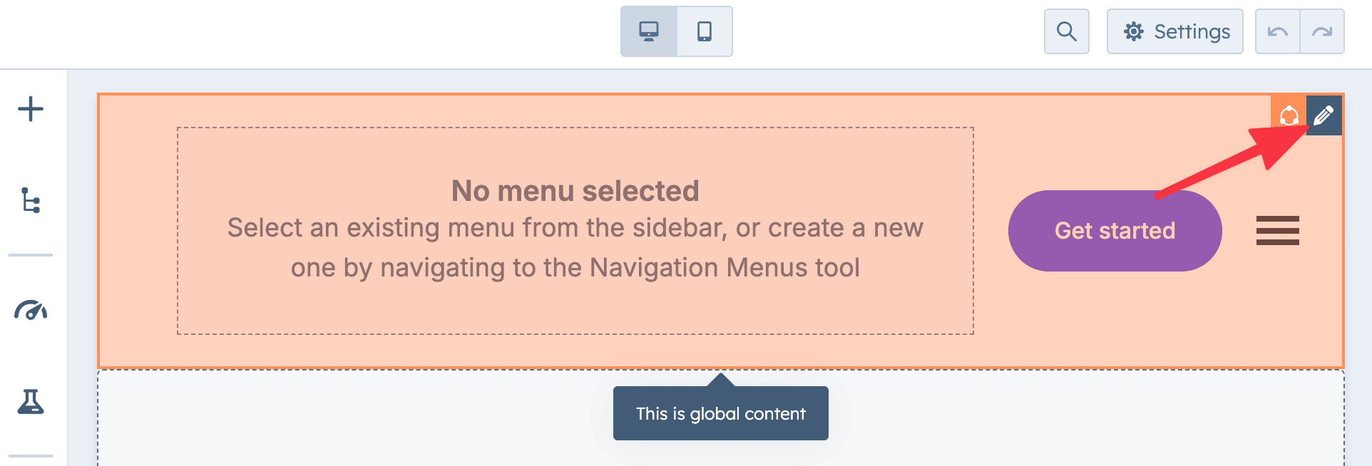 Head to the global content editor