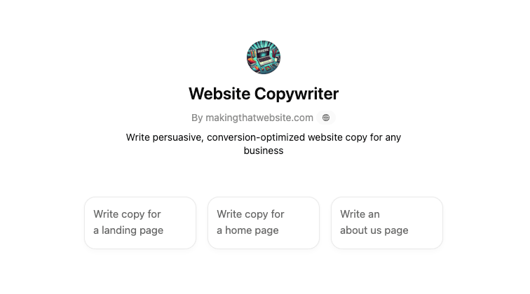 A CustomGPT - website copywriter