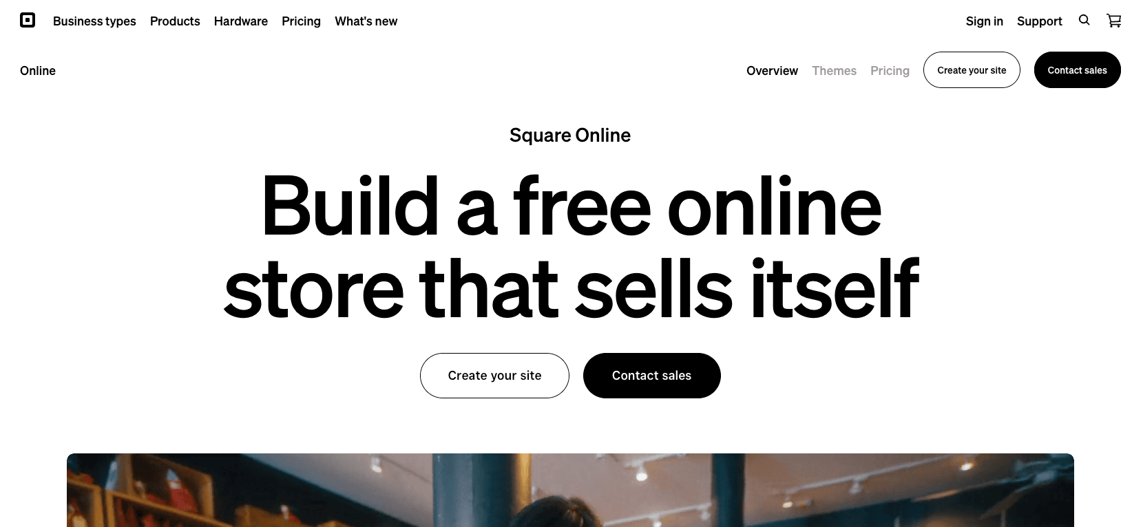 Square online home page