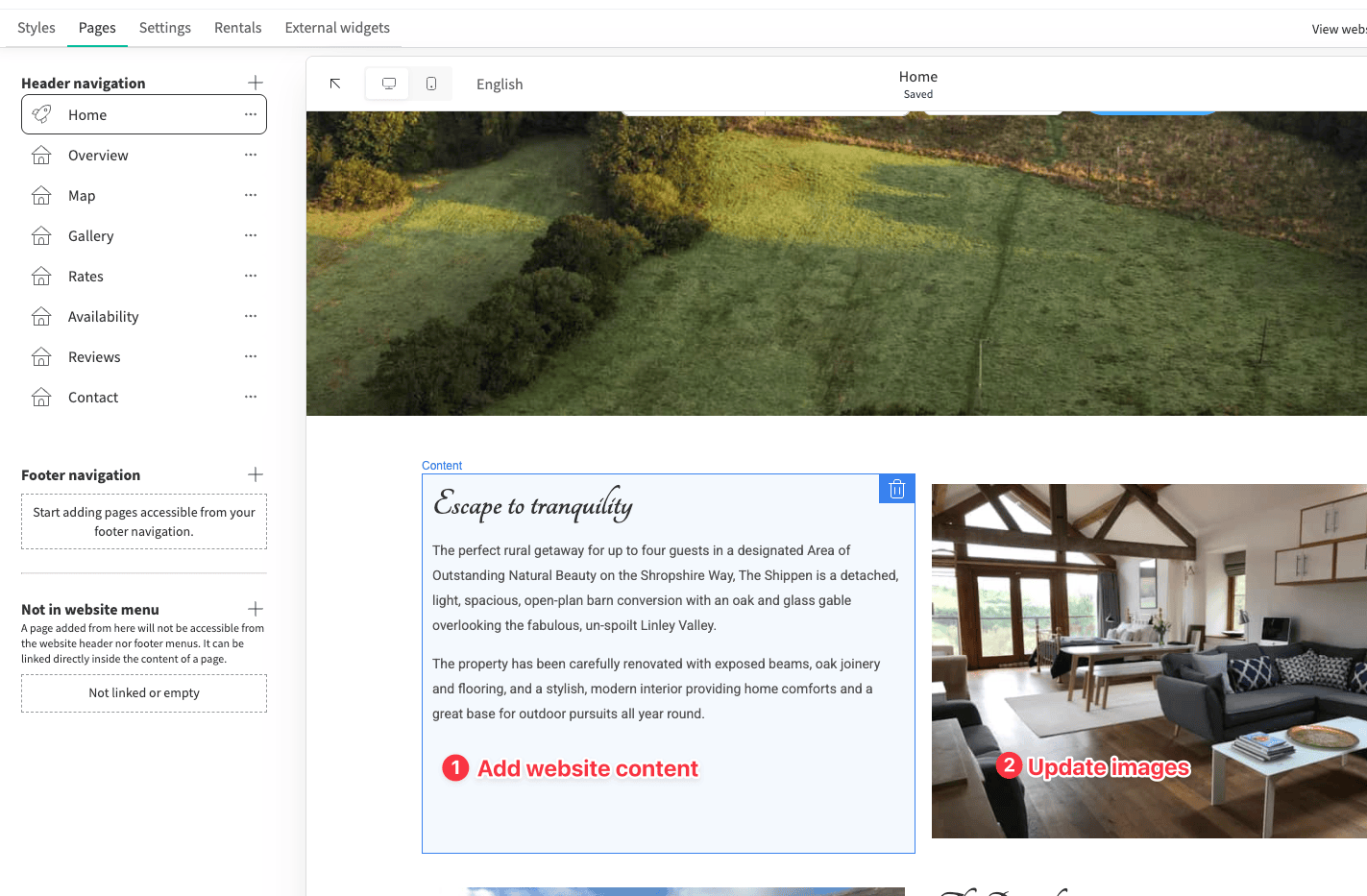 Edit existing website content