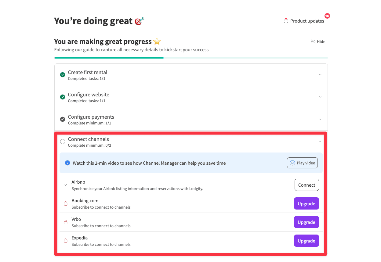 Connect channels - Airbnb, Booking.com, etc