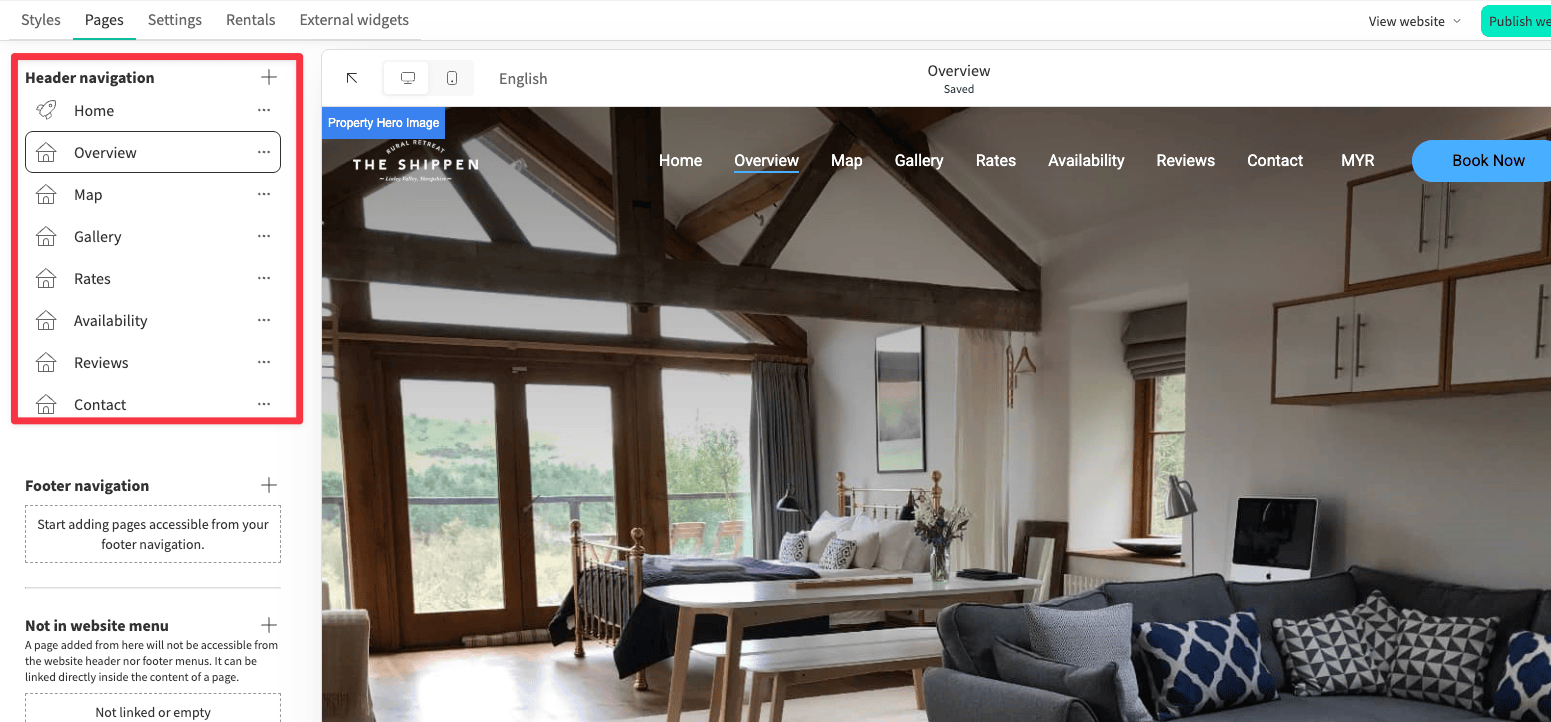 Pre-built pages on Lodgify