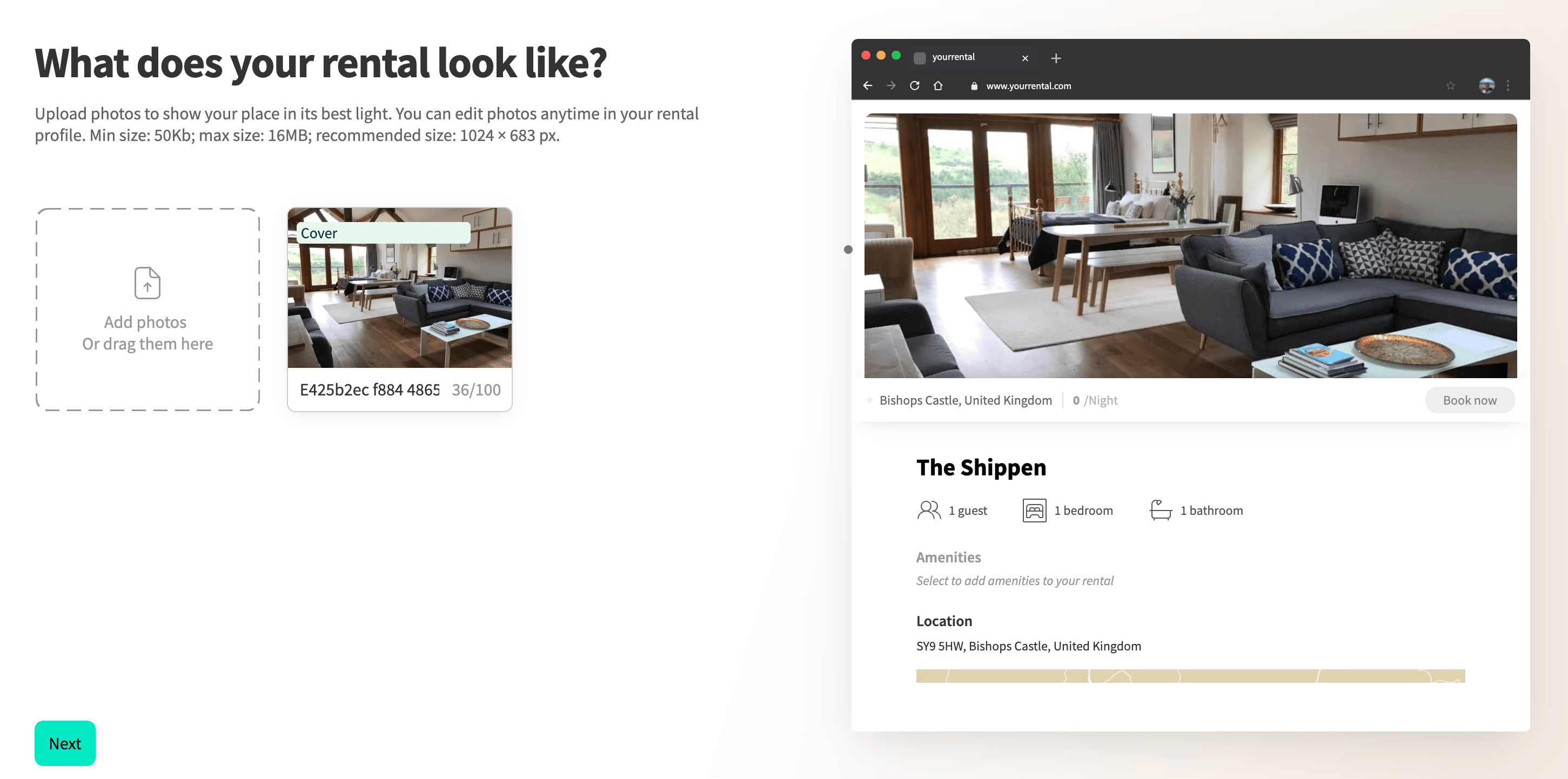 Upload photos of your rental