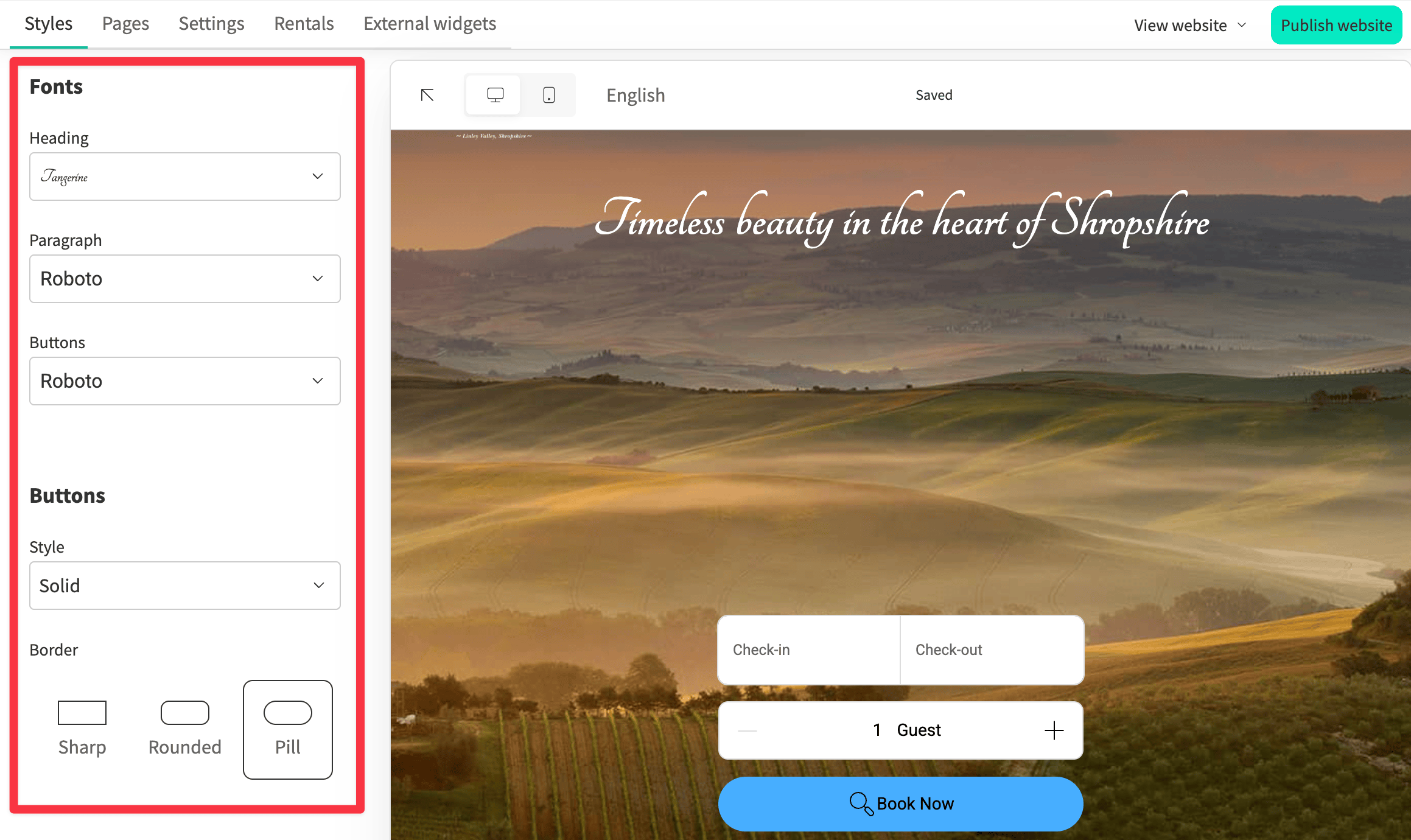 Customizing fonts and button style