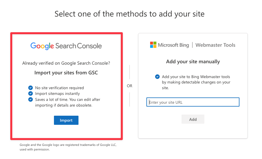 Connect your Squarespace site to Bing webmaster tools via Google Search Console