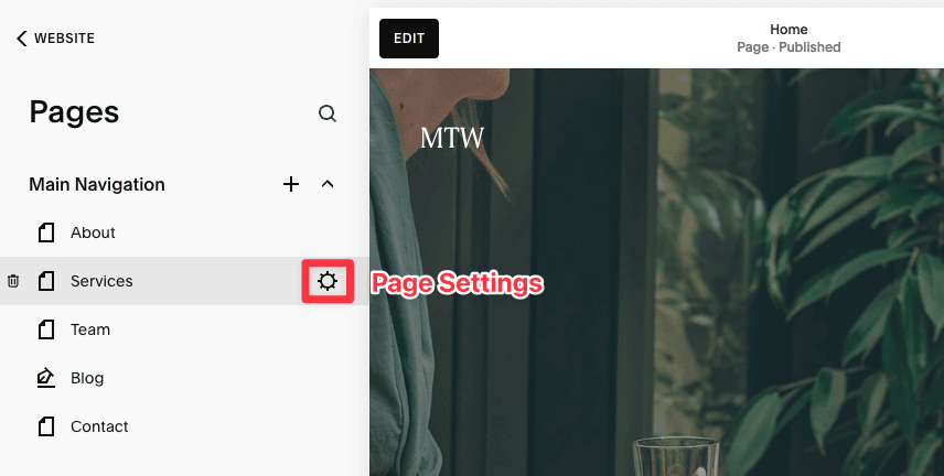 Page Settings on Squarespace
