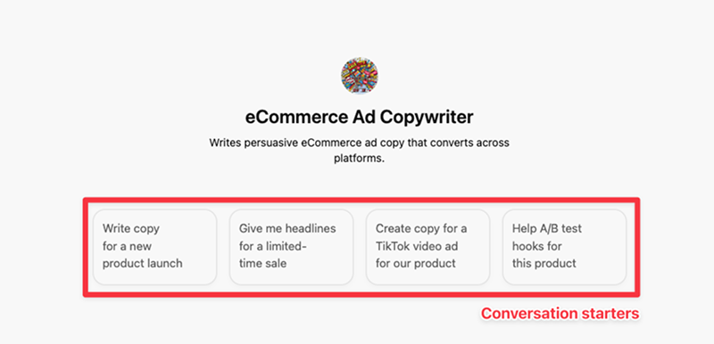 conversation starters for custom GPT