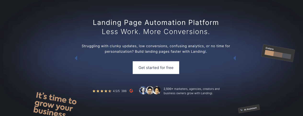 Landingi page builder marketing page