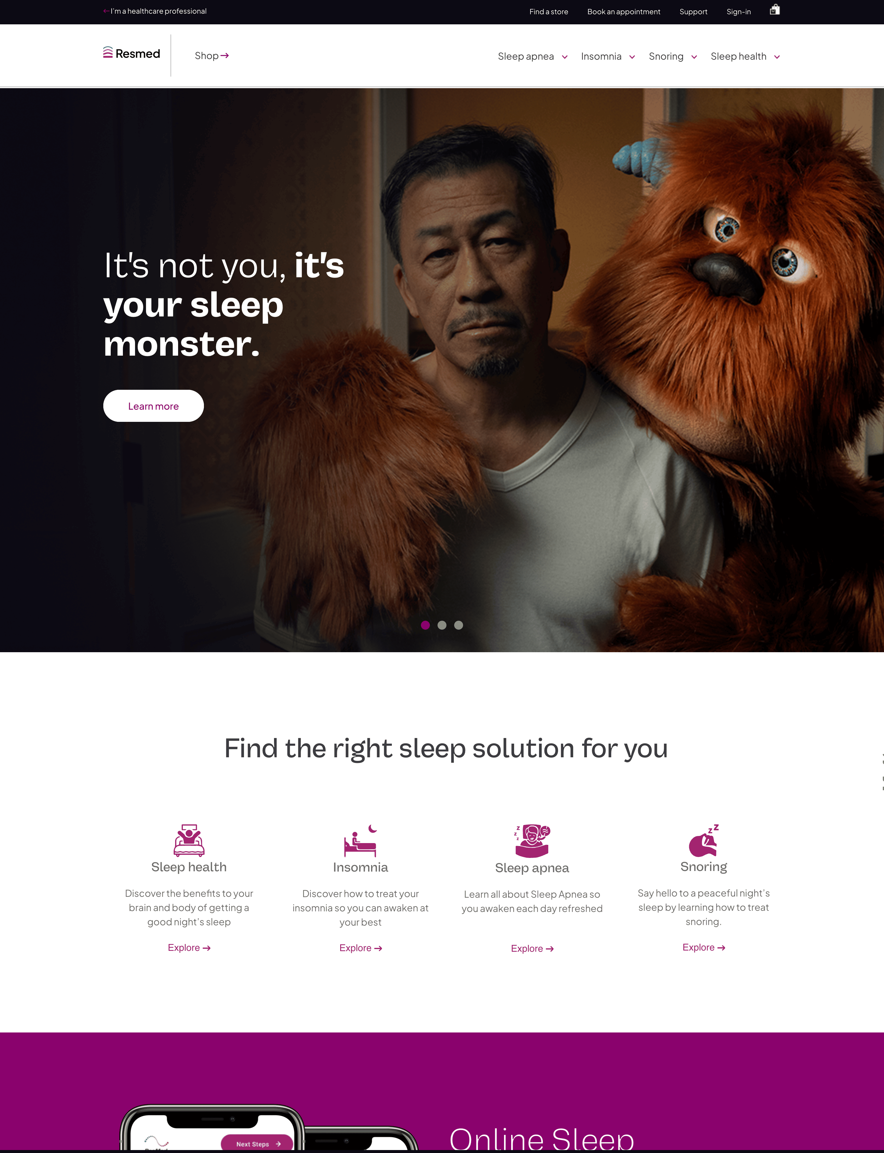ResMed home page