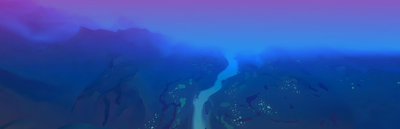 게임 『Atuel』의 콘셉트 이미지. 물안개 낀 평야에 강이 흘러가는 몽환적인 모습.