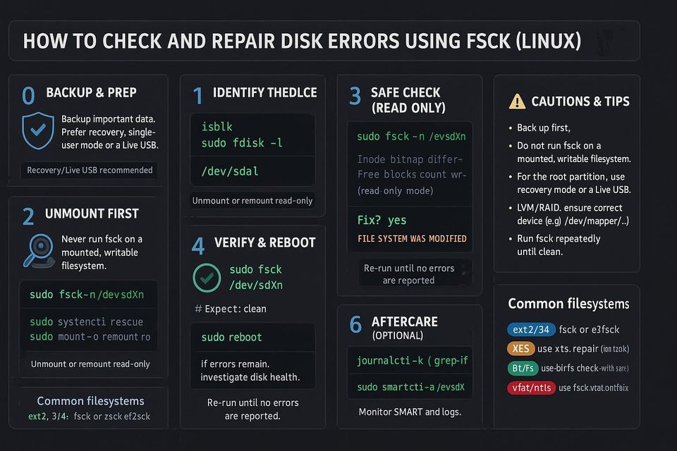 How to Check and Repair Disk Errors Using fsck