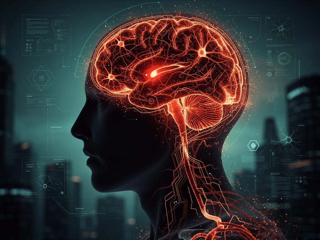 Abstract image of stress hormones in the brain