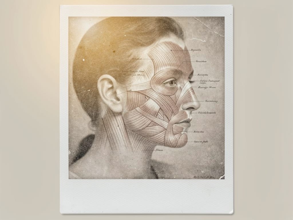 Vintage anatomical chart of facial muscles