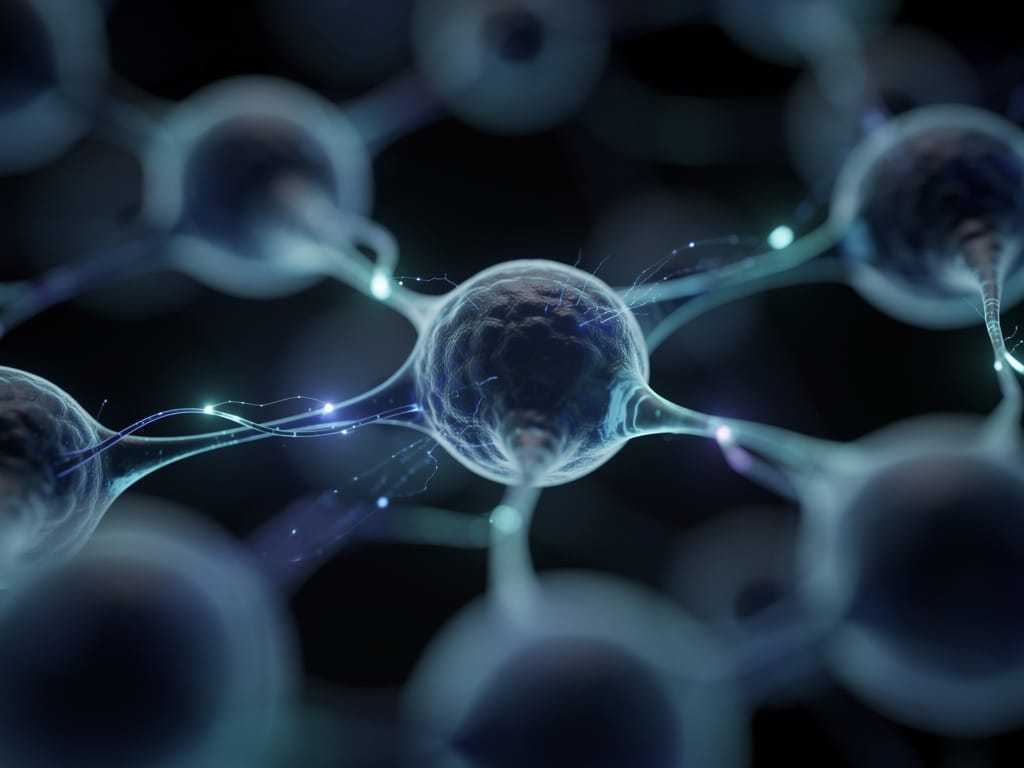 Abstract visualization of bioelectric fields connecting human cells