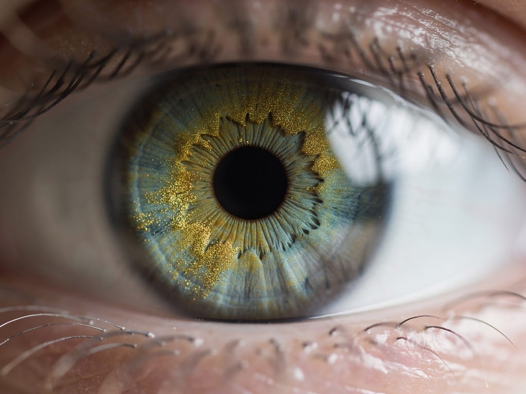 Detailed close up of a healthy human eye
