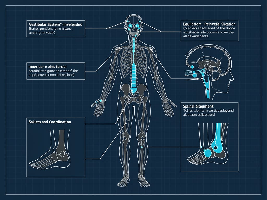 Human body nervous system balance pathway diagram