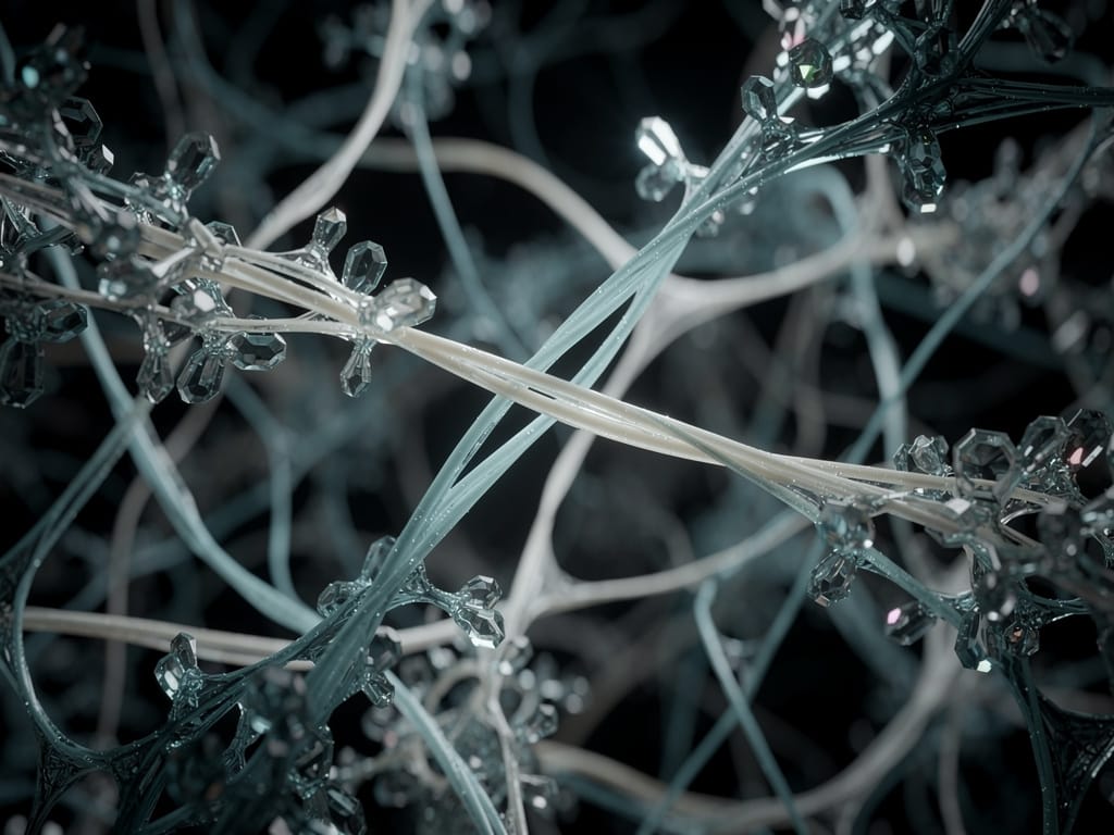 Abstract representation of healthy and damaged collagen fibers