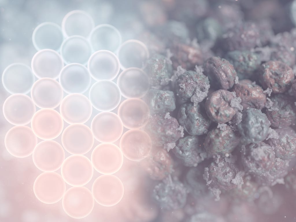 Abstract art showing clean versus cluttered cells