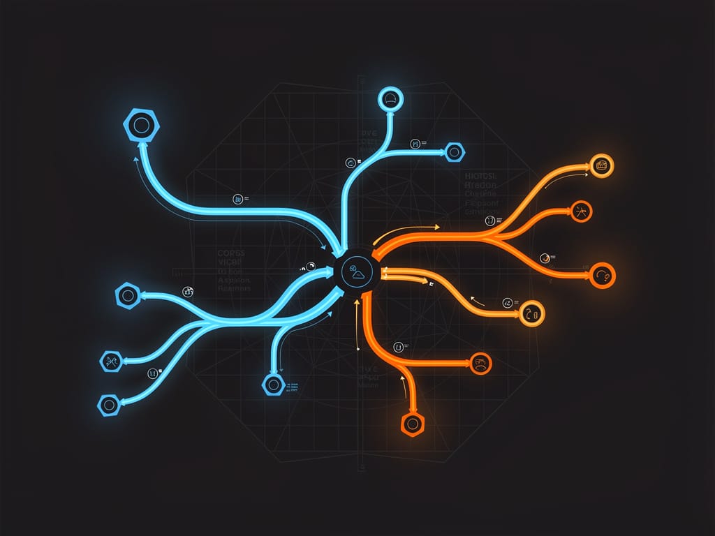 Abstract visualization of a cellular energy pathway