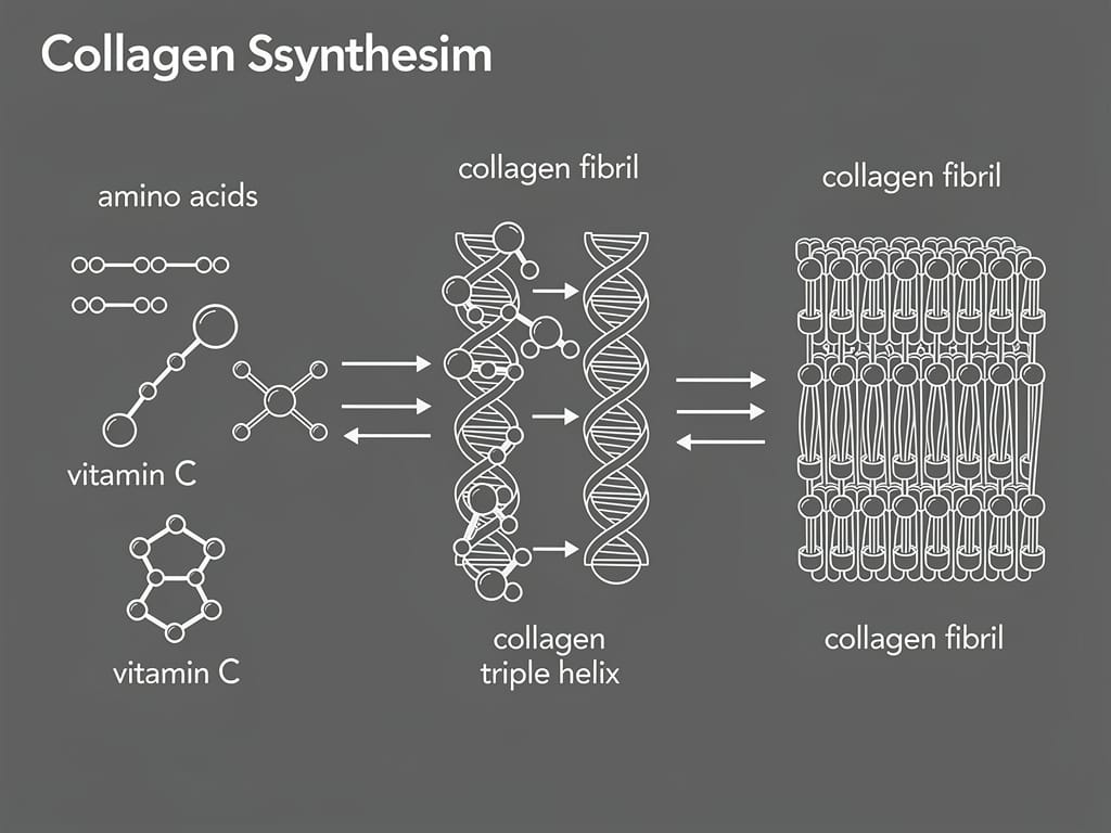 schematic diagram of collagen production with vitamin C