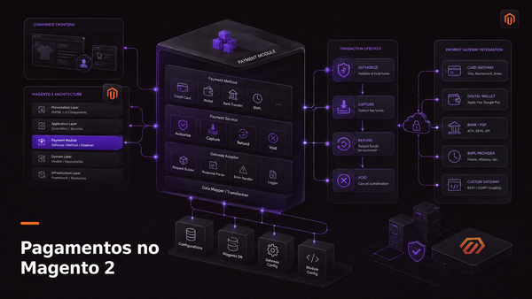 Como funciona um módulo de pagamento no Adobe Commerce e Magento 2: authorize, capture, refund, void e integração com gateway