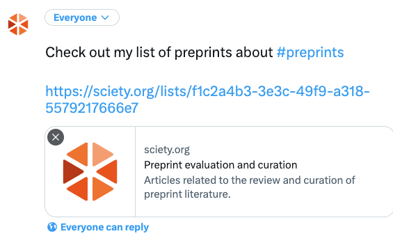 Twitter card for a list on Sciety