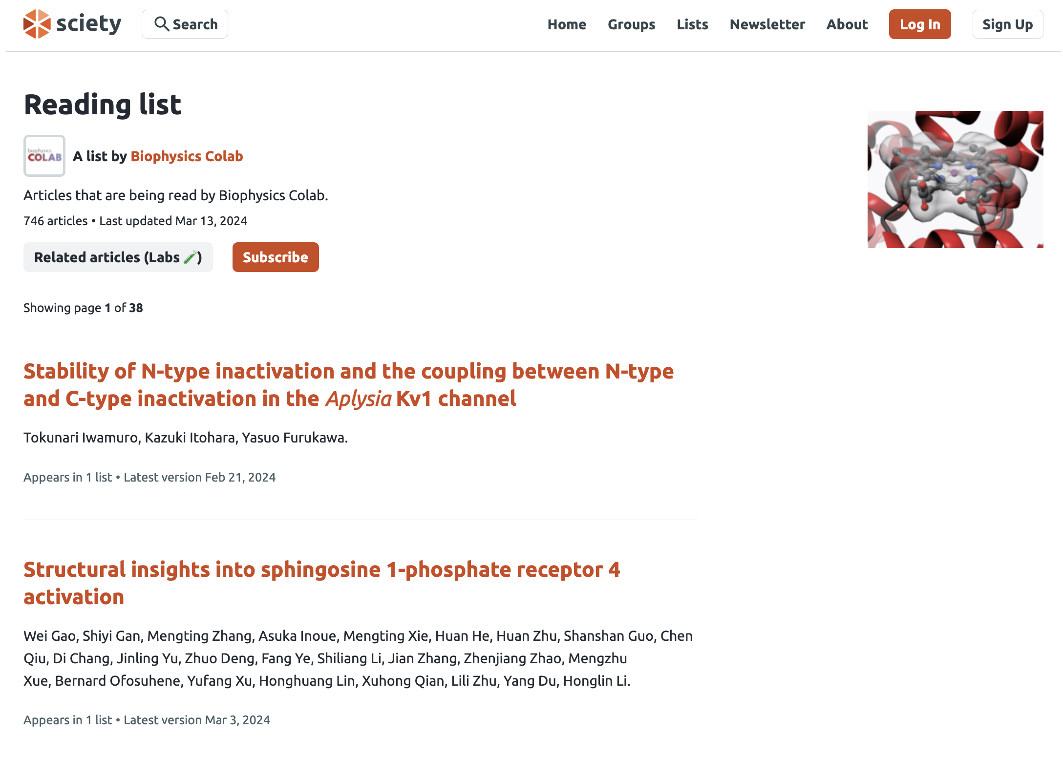 A list card on Sciety with a featured image