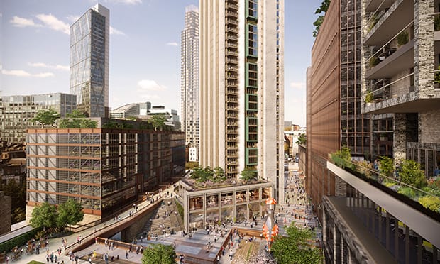 ‘Monstrous’: campaigners warn tower blocks will overshadow neighbouring estate. Image: Hammerson and Ballymore