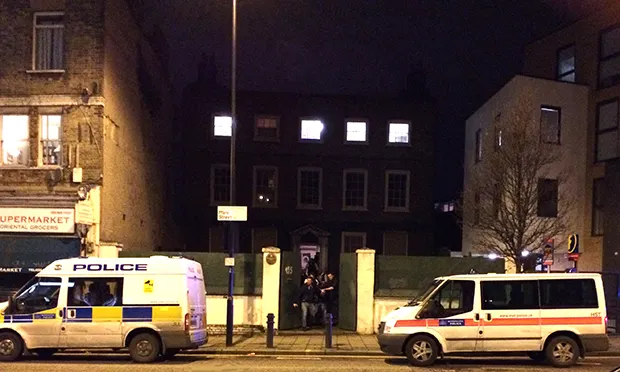 195 Mare Street squat arrest. Photograph: Hackney Citizen