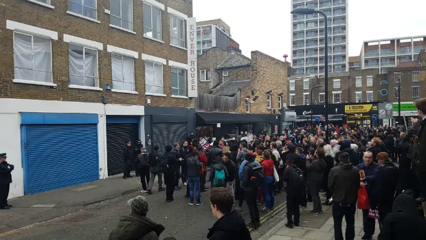 The scene outside LD50 Gallery early this afternoon. Photograph: Andrew Barnes