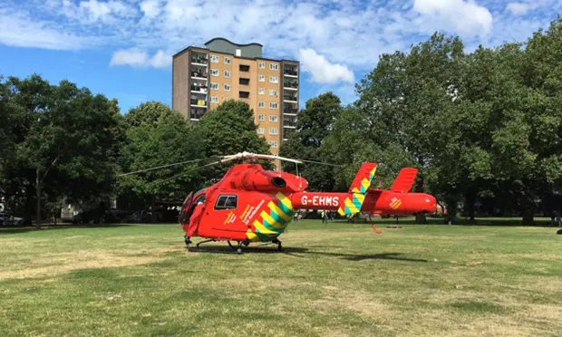 Air ambulance in London Fields