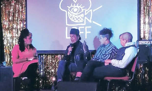 The panel in conversation. Photograph: Moema Meade