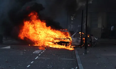 A car burns in Clarence Road E5 Monday 8 August 2011