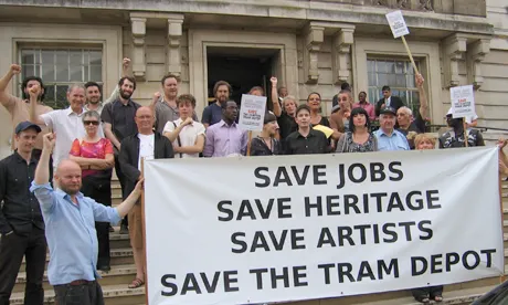 Clapton Tram Sheds demonstration outside Hackney Town Hall