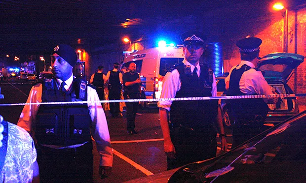 Police officers at Finsbury Park following the attack