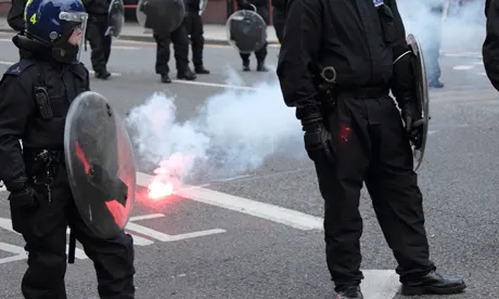 Fireworks land amongst police lines, Mare Street