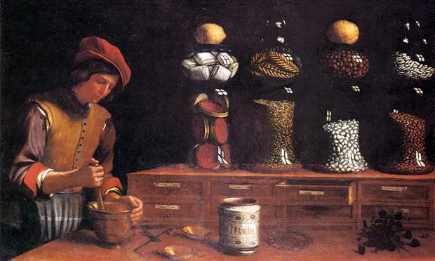 All things nice: detail from Paolo Antonio Barbieri’s The Spice Shop (1637). Image: Wikimedia Commons