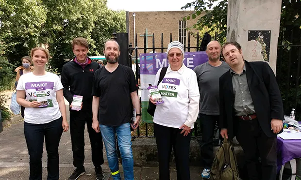 Hackney protesters bang drum for a better voting system