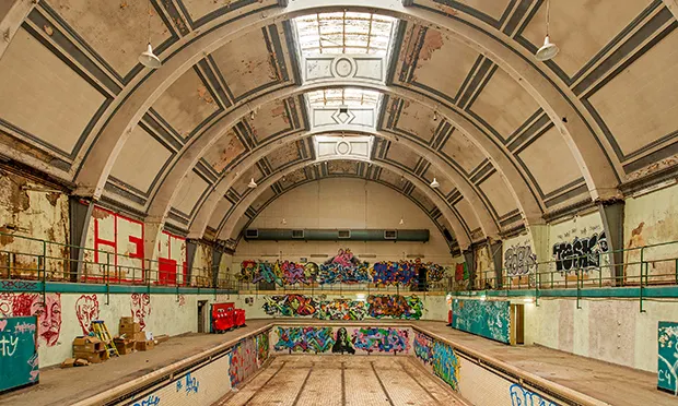 Inside Haggerston Baths in 2015. Photograph: Simon Mooney