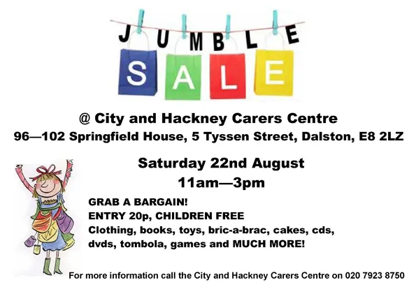 Sat 22 Aug: City & Hackney Carers fundraising jumble sale