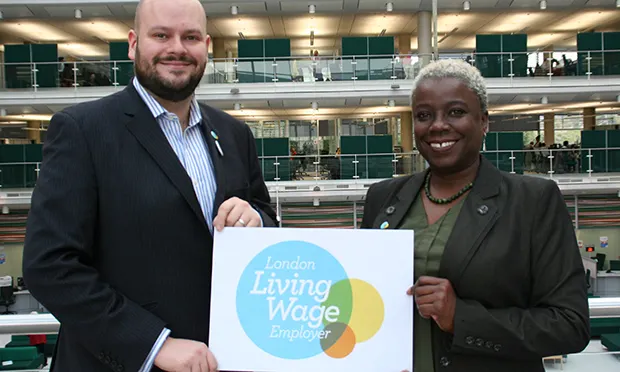 Do as they do: Philip Glanville with Councillor Carole Williams highlighting the wage issue