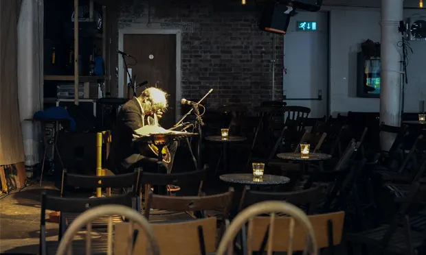 'More of an altar than a stage': Marc Ribot tunes up at Cafe Oto. Photograph: Ania Walisiewicz'More of an altar than a stage'