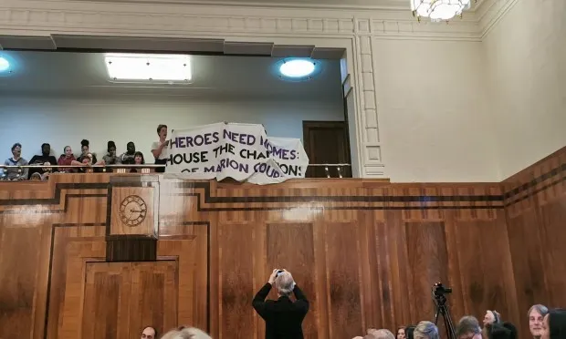 ‘Here to stay, here to fight’: Marian Court protesters demand action from council