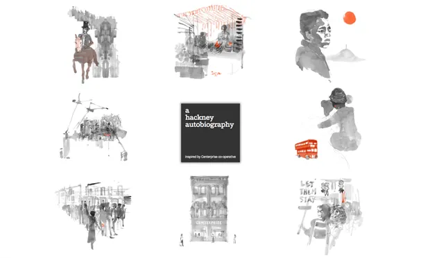 "Magical": the splash screen of a hackney autobiography's website, with illustrations by Joanna Layla