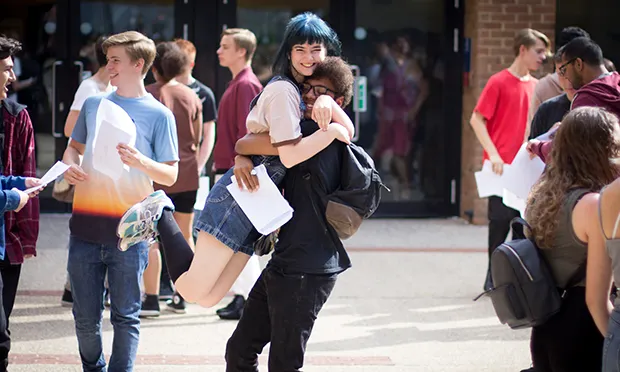 Students at Stoke Newington School celebrate their GCSEs