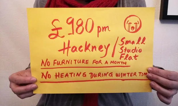 A Hackney-based participant in #VentyourRent. Photograph: Twitter